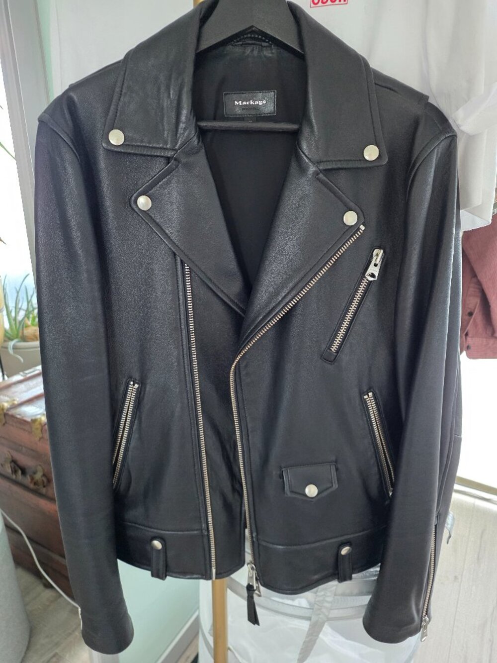 Men's Mackage Fenton Leather Biker Jacket (sz 36)